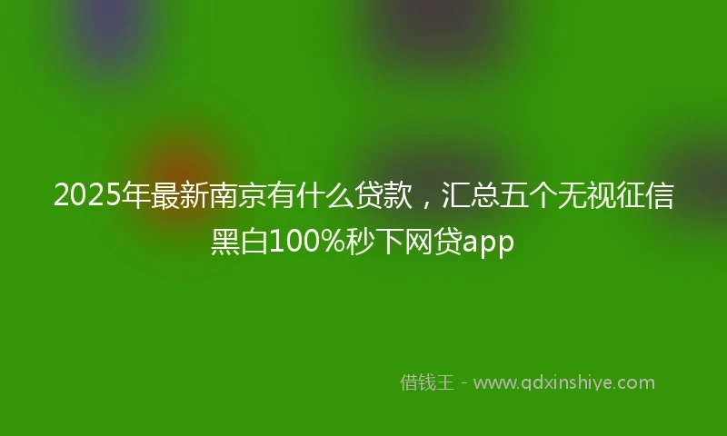 2025年最新南京有什么贷款，汇总五个无视征信黑白100%秒下网贷app