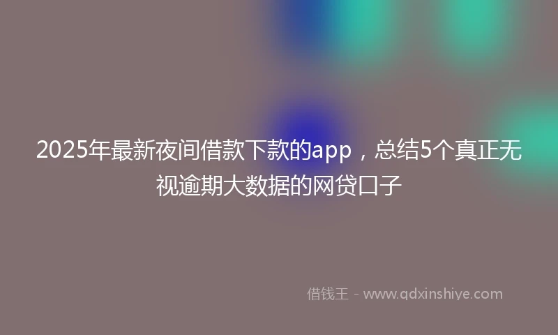 2025年最新夜间借款下款的app，总结5个真正无视逾期大数据的网贷口子