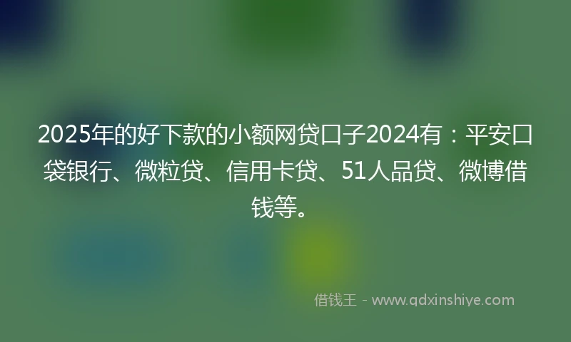 2025年的好下款的小额网贷口子2024有：平安口袋银行、微粒贷、信用卡贷、51人品贷、微博借钱等。