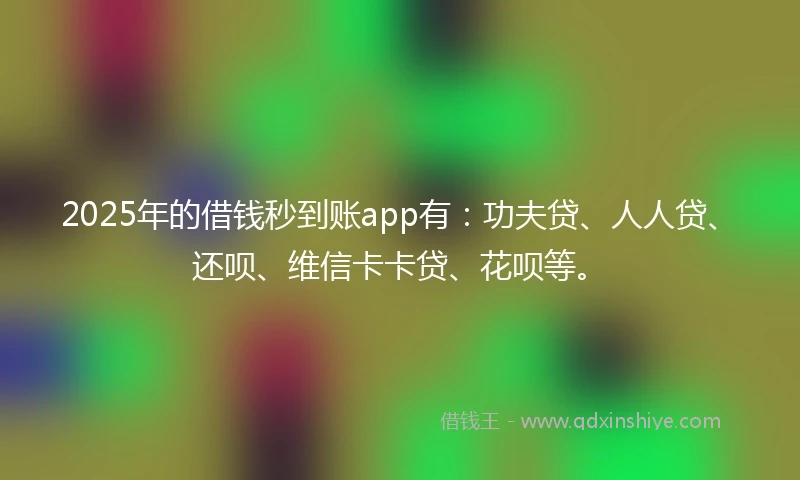 2025年的借钱秒到账app有：功夫贷、人人贷、还呗、维信卡卡贷、花呗等。