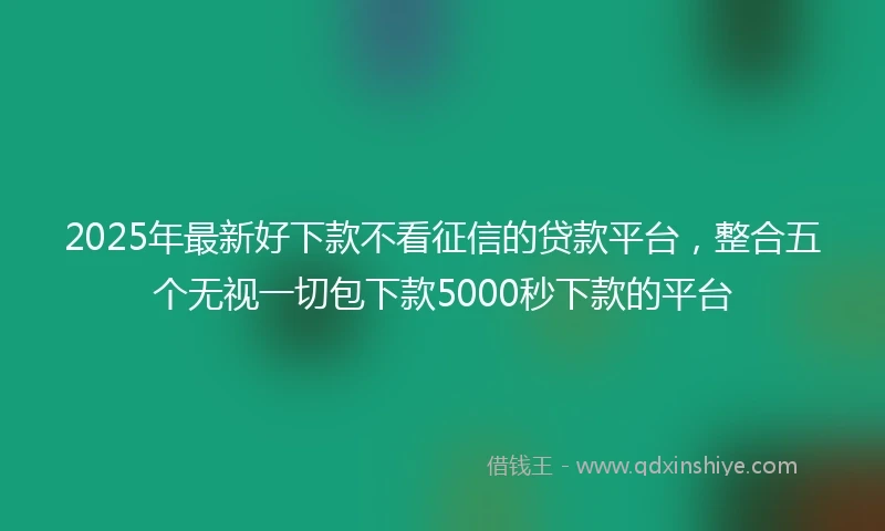 2025年最新好下款不看征信的贷款平台，整合五个无视一切包下款5000秒下款的平台