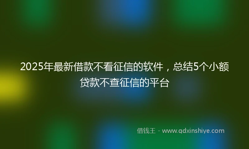 2025年最新借款不看征信的软件，总结5个小额贷款不查征信的平台