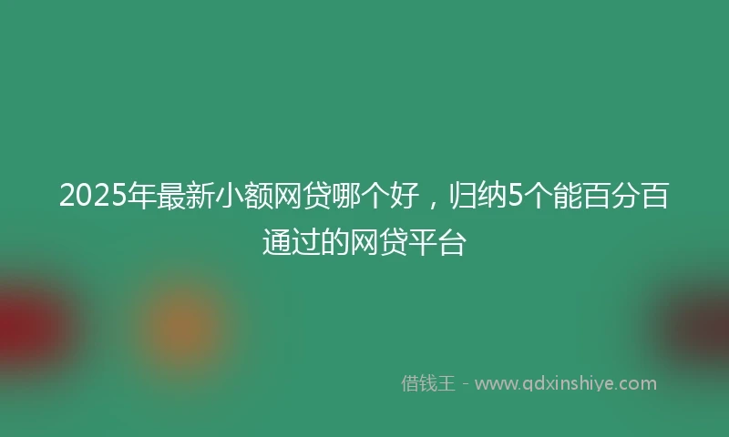 2025年最新小额网贷哪个好，归纳5个能百分百通过的网贷平台