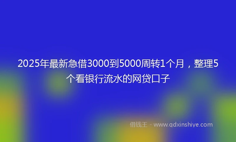 2025年最新急借3000到5000周转1个月，整理5个看银行流水的网贷口子