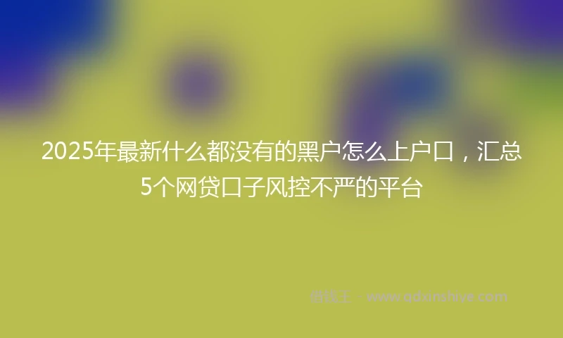2025年最新什么都没有的黑户怎么上户口，汇总5个网贷口子风控不严的平台