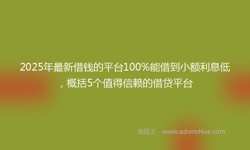 2025年最新借钱的平台100%能借到小额利息低，概括5个值得信赖的借贷平台
