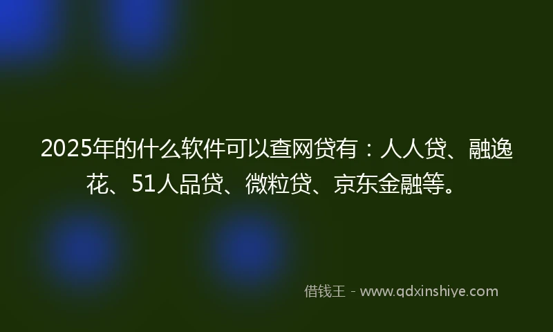 2025年的什么软件可以查网贷有：人人贷、融逸花、51人品贷、微粒贷、京东金融等。