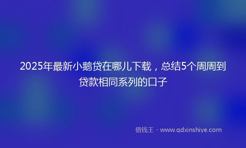 2025年最新小鹅贷在哪儿下载，总结5个周周到贷款相同系列的口子