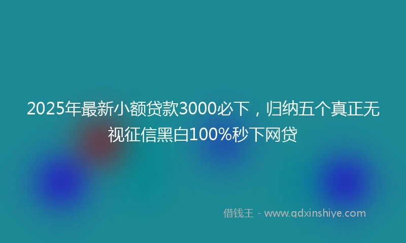 2025年最新小额贷款3000必下，归纳五个真正无视征信黑白100%秒下网贷