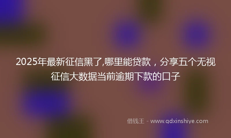 2025年最新征信黑了,哪里能贷款，分享五个无视征信大数据当前逾期下款的口子