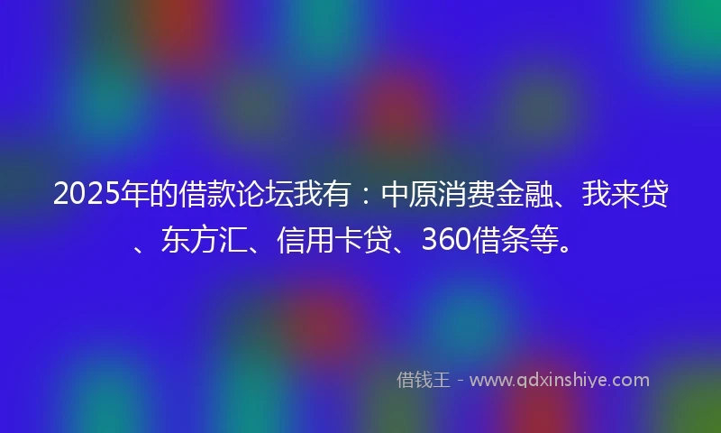 2025年的借款论坛我有：中原消费金融、我来贷、东方汇、信用卡贷、360借条等。