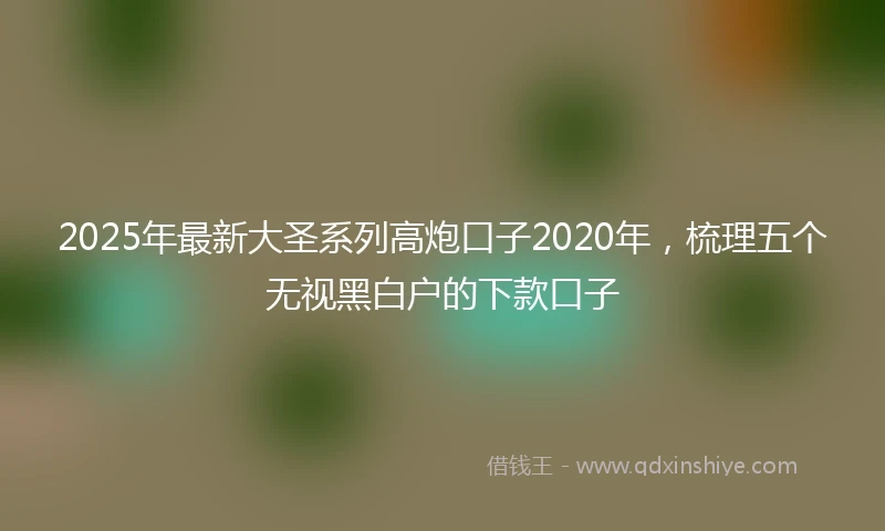 2025年最新大圣系列高炮口子2020年，梳理五个无视黑白户的下款口子