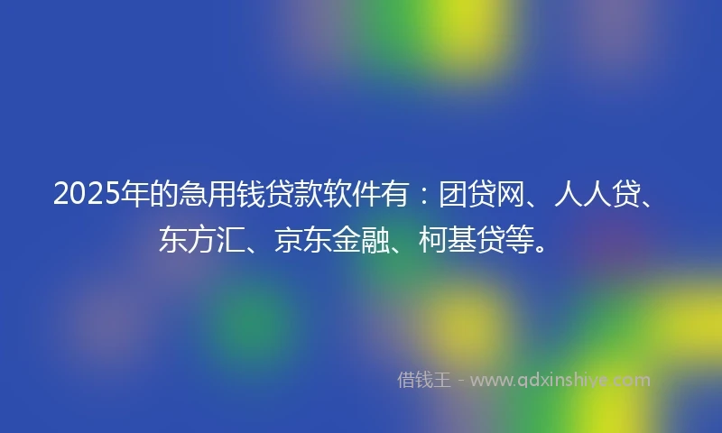 2025年的急用钱贷款软件有：团贷网、人人贷、东方汇、京东金融、柯基贷等。