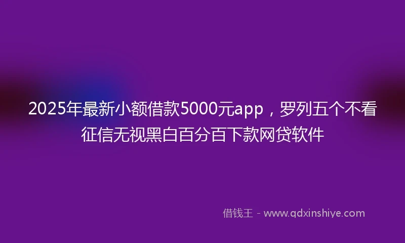 2025年最新小额借款5000元app，罗列五个不看征信无视黑白百分百下款网贷软件