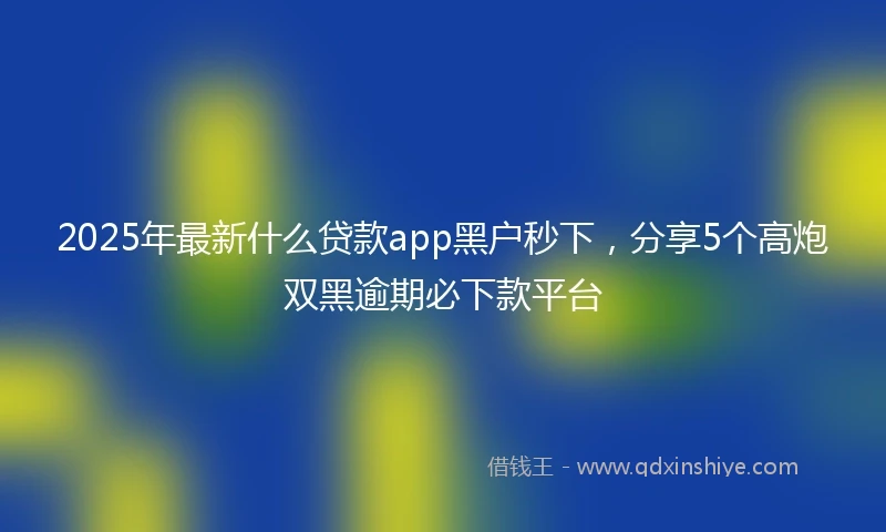 2025年最新什么贷款app黑户秒下，分享5个高炮双黑逾期必下款平台