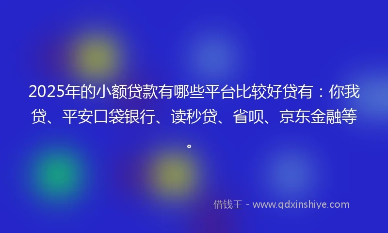 2025年的小额贷款有哪些平台比较好贷有：你我贷、平安口袋银行、读秒贷、省呗、京东金融等。