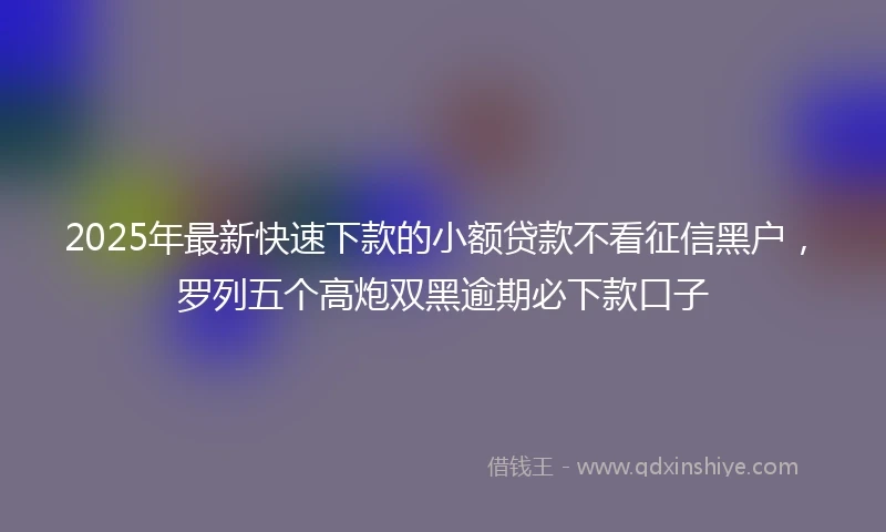 2025年最新快速下款的小额贷款不看征信黑户，罗列五个高炮双黑逾期必下款口子