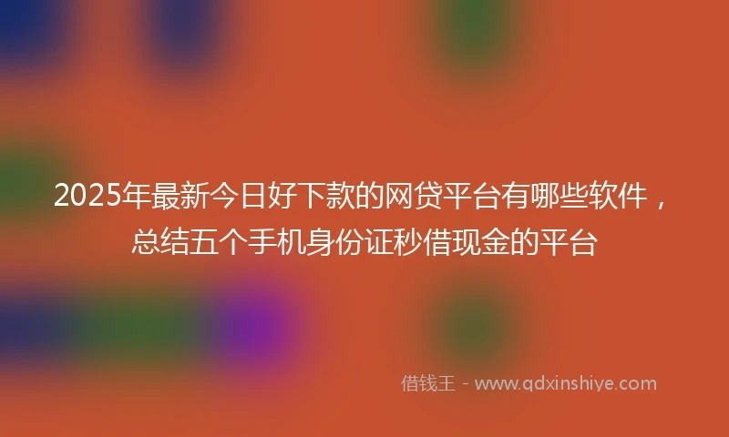2025年最新今日好下款的网贷平台有哪些软件，总结五个手机身份证秒借现金的平台