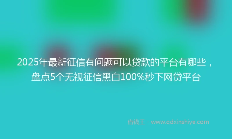 2025年最新征信有问题可以贷款的平台有哪些，盘点5个无视征信黑白100%秒下网贷平台