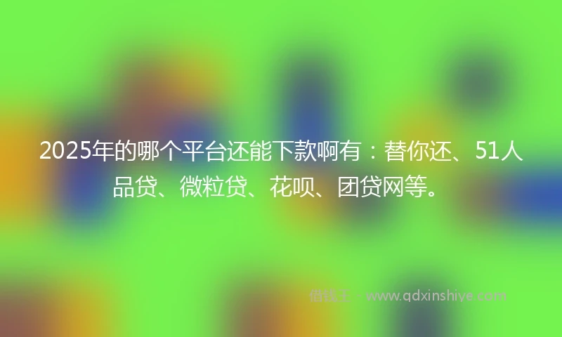 2025年的哪个平台还能下款啊有：替你还、51人品贷、微粒贷、花呗、团贷网等。