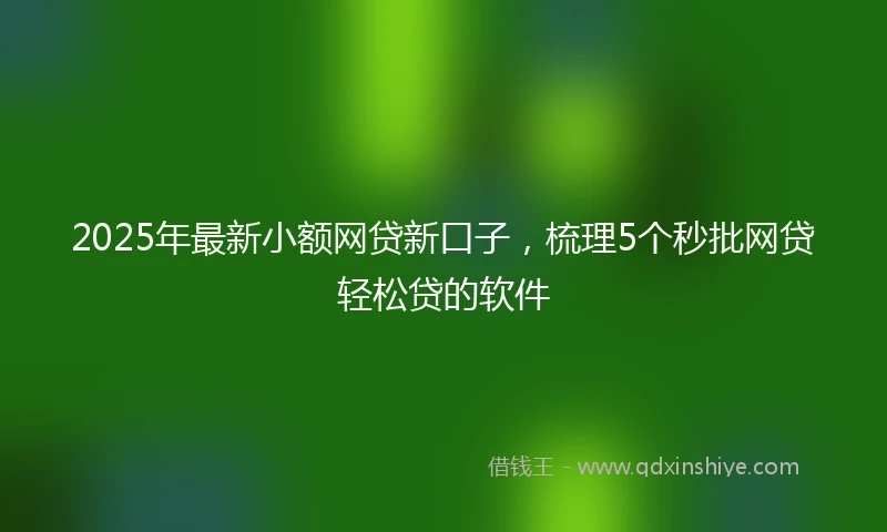 2025年最新小额网贷新口子，梳理5个秒批网贷轻松贷的软件