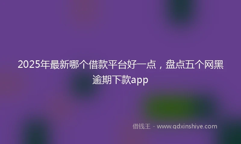 2025年最新哪个借款平台好一点，盘点五个网黑逾期下款app