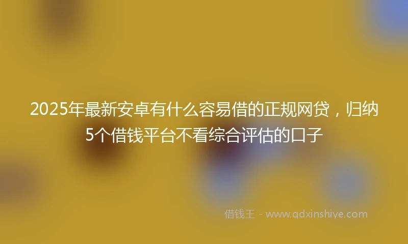 2025年最新安卓有什么容易借的正规网贷，归纳5个借钱平台不看综合评估的口子