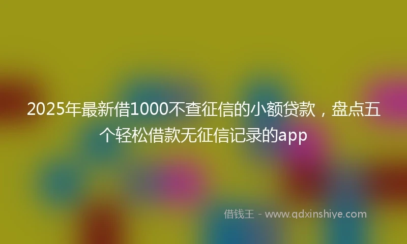 2025年最新借1000不查征信的小额贷款，盘点五个轻松借款无征信记录的app