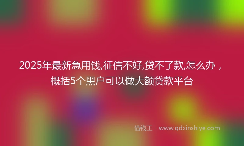 2025年最新急用钱,征信不好,贷不了款,怎么办，概括5个黑户可以做大额贷款平台