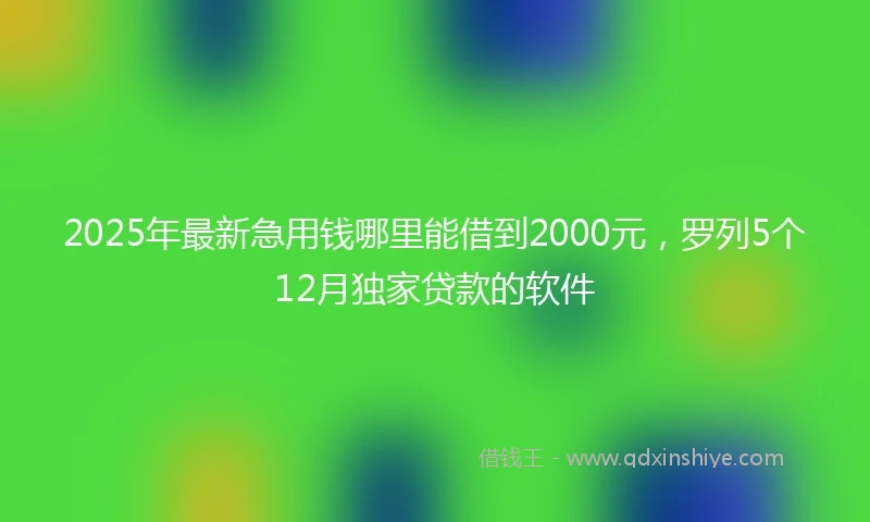 2025年最新急用钱哪里能借到2000元，罗列5个12月独家贷款的软件