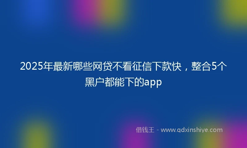 2025年最新哪些网贷不看征信下款快，整合5个黑户都能下的app