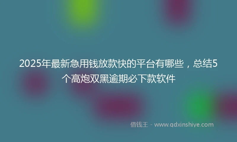 2025年最新急用钱放款快的平台有哪些，总结5个高炮双黑逾期必下款软件
