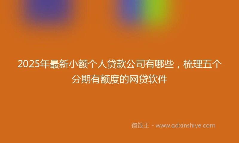 2025年最新小额个人贷款公司有哪些，梳理五个分期有额度的网贷软件
