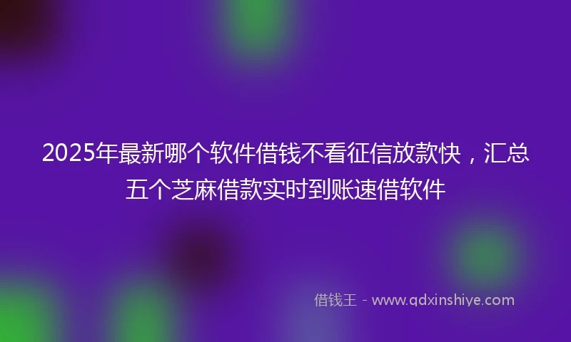 2025年最新哪个软件借钱不看征信放款快，汇总五个芝麻借款实时到账速借软件