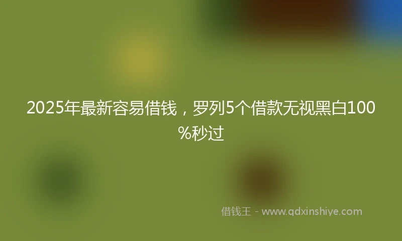 2025年最新容易借钱，罗列5个借款无视黑白100%秒过