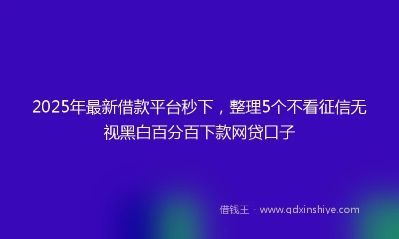 2025年最新借款平台秒下，整理5个不看征信无视黑白百分百下款网贷口子