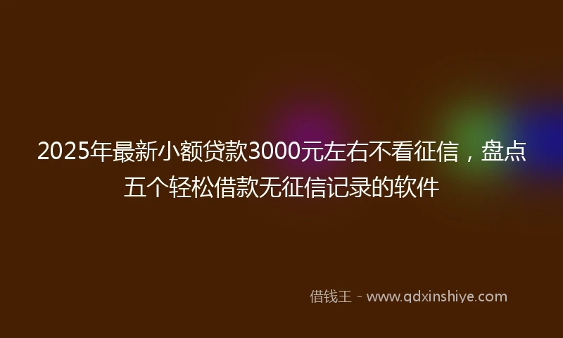 2025年最新小额贷款3000元左右不看征信，盘点五个轻松借款无征信记录的软件