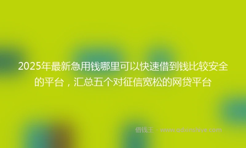 2025年最新急用钱哪里可以快速借到钱比较安全的平台，汇总五个对征信宽松的网贷平台