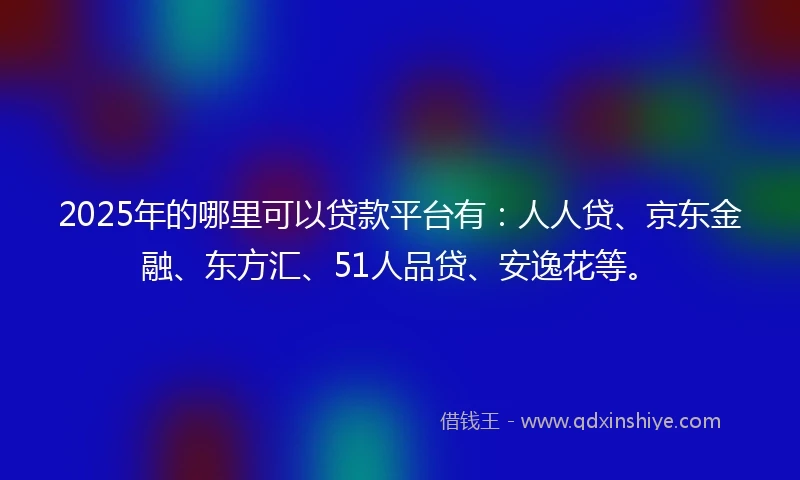 2025年的哪里可以贷款平台有：人人贷、京东金融、东方汇、51人品贷、安逸花等。