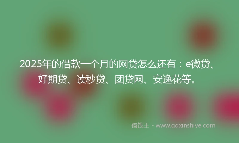 2025年的借款一个月的网贷怎么还有：e微贷、好期贷、读秒贷、团贷网、安逸花等。