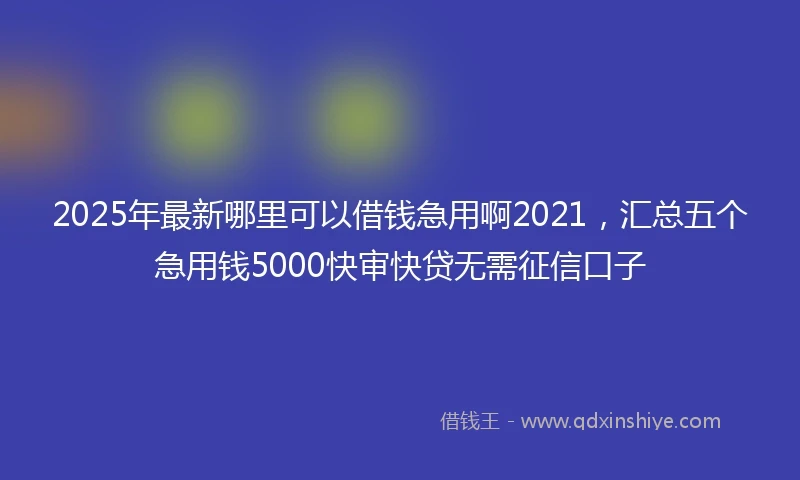 2025年最新哪里可以借钱急用啊2021，汇总五个急用钱5000快审快贷无需征信口子
