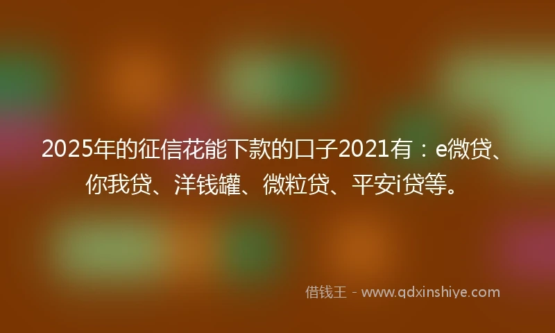 2025年的征信花能下款的口子2021有：e微贷、你我贷、洋钱罐、微粒贷、平安i贷等。