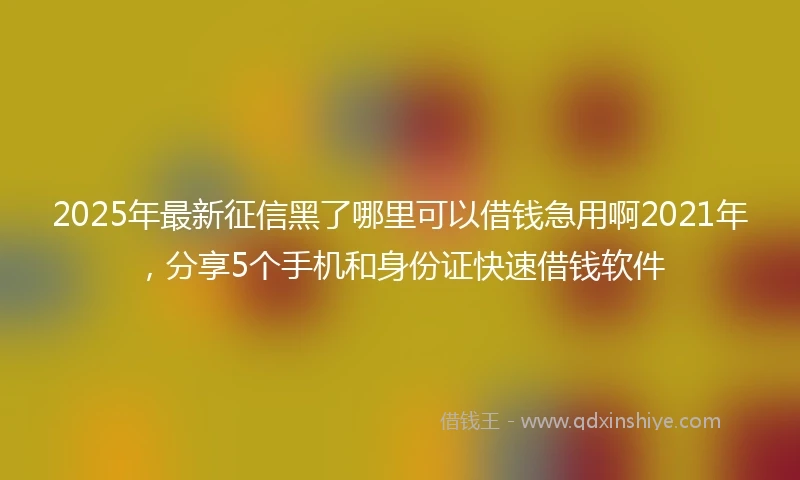 2025年最新征信黑了哪里可以借钱急用啊2021年，分享5个手机和身份证快速借钱软件