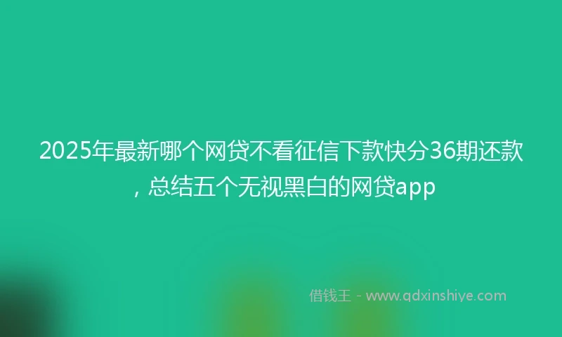 2025年最新哪个网贷不看征信下款快分36期还款，总结五个无视黑白的网贷app