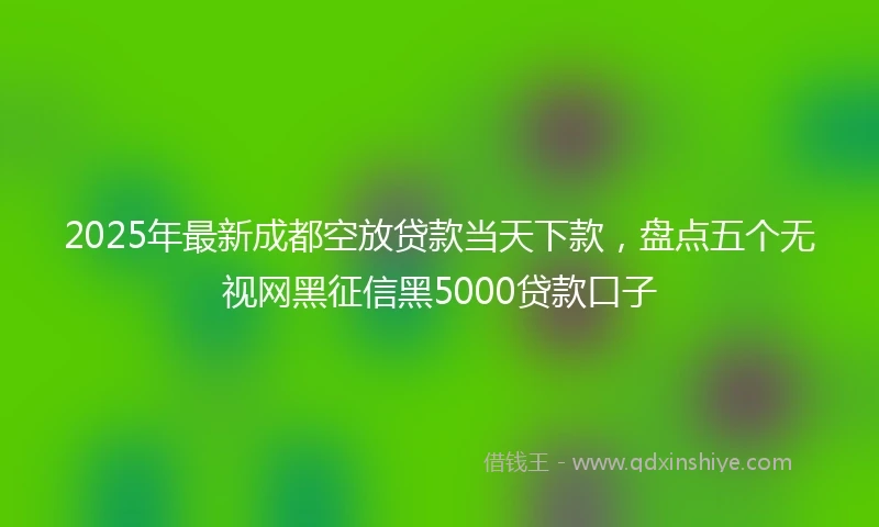 2025年最新成都空放贷款当天下款，盘点五个无视网黑征信黑5000贷款口子