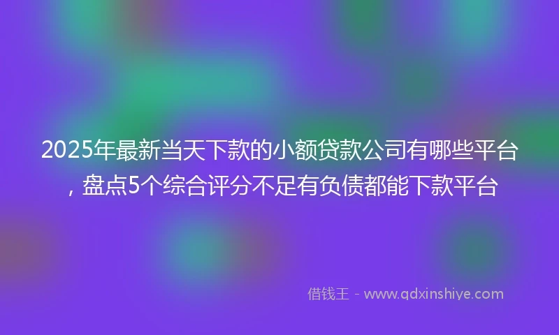 2025年最新当天下款的小额贷款公司有哪些平台，盘点5个综合评分不足有负债都能下款平台