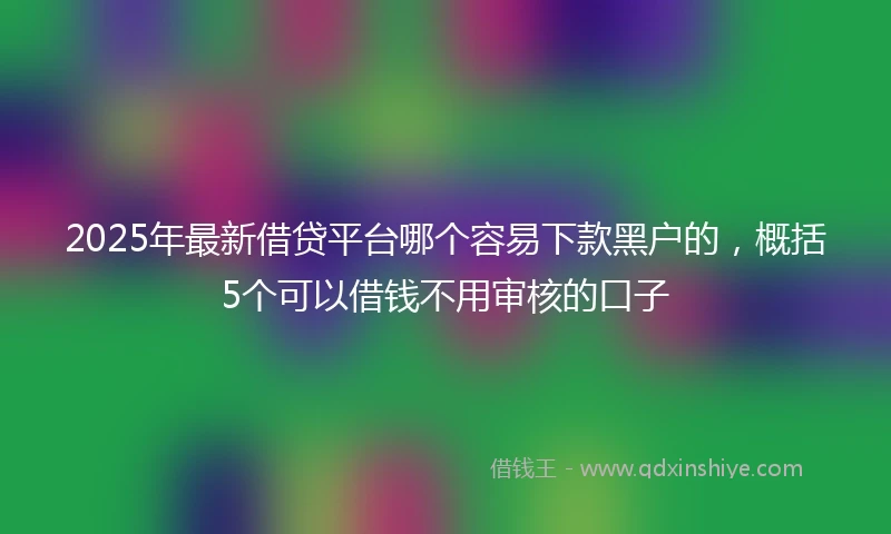 2025年最新借贷平台哪个容易下款黑户的，概括5个可以借钱不用审核的口子