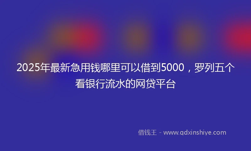 2025年最新急用钱哪里可以借到5000，罗列五个看银行流水的网贷平台