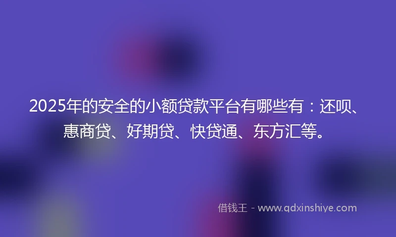 2025年的安全的小额贷款平台有哪些有：还呗、惠商贷、好期贷、快贷通、东方汇等。