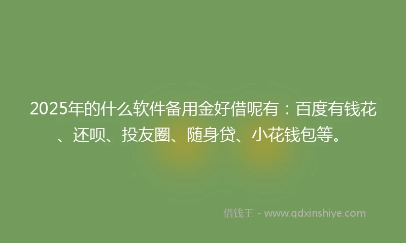 2025年的什么软件备用金好借呢有：百度有钱花、还呗、投友圈、随身贷、小花钱包等。